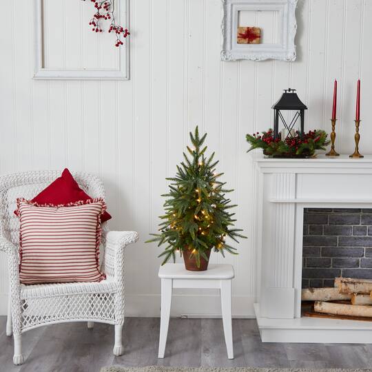 2.5ft. Pre-Lit Christmas Tree with Planter, Clear Lights